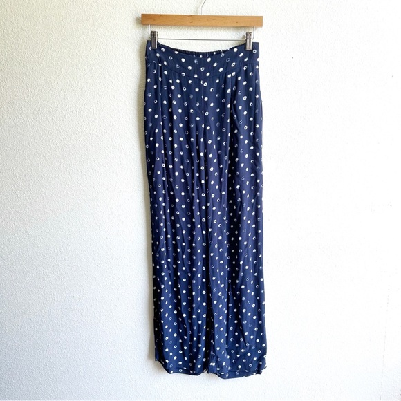 Lucky Brand Blue & White Polka Dot Palazzo Pant W/ Pockets Wide Leg Extra Small - Picture 2 of 11
